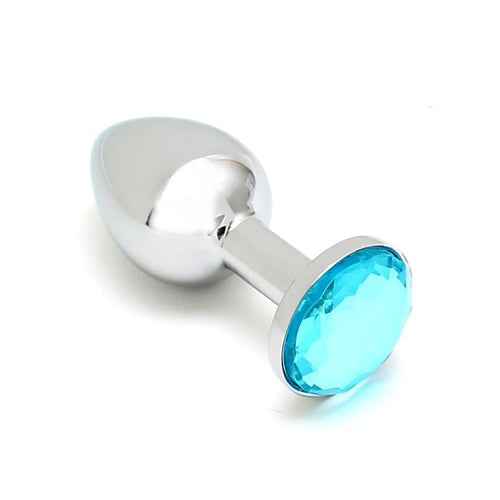 Metal Butt Plug Sofia Blue Jewel