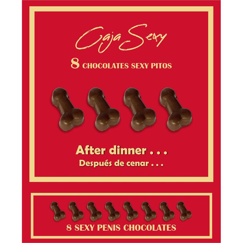 Red Box of 8 Dark Chocolate Penis Shaped Candies