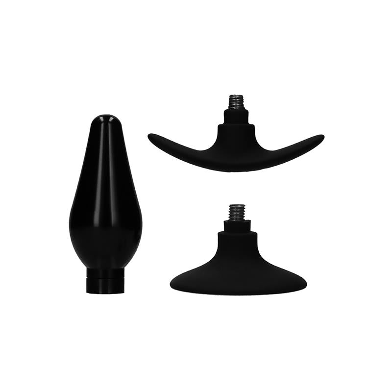 Butt Plug Set Pointed Large Suction Cup Black