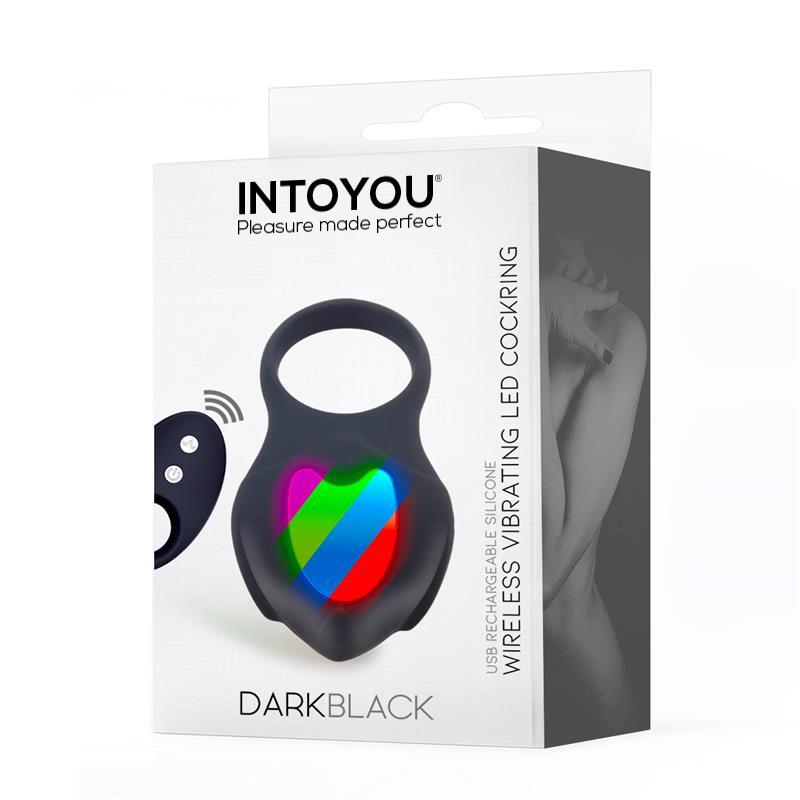 Darkblack Vibrating Ring with Led Remote Control USB Silicone