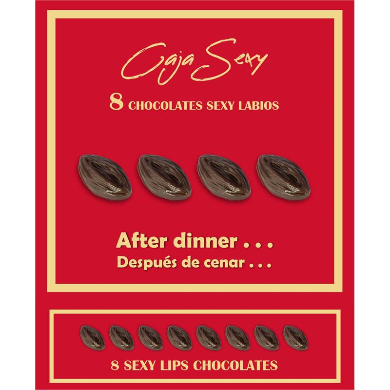 Red Box of 8 Dark Chocolate lips Shaped Candies 8 units