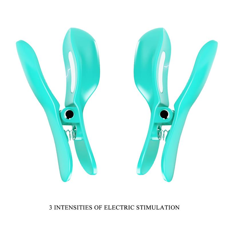 Surprise Box Vibrating Egg with Electric Shock Nipple Clamps Blue