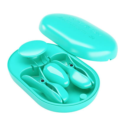 Surprise Box Vibrating Egg with Electric Shock Nipple Clamps Blue