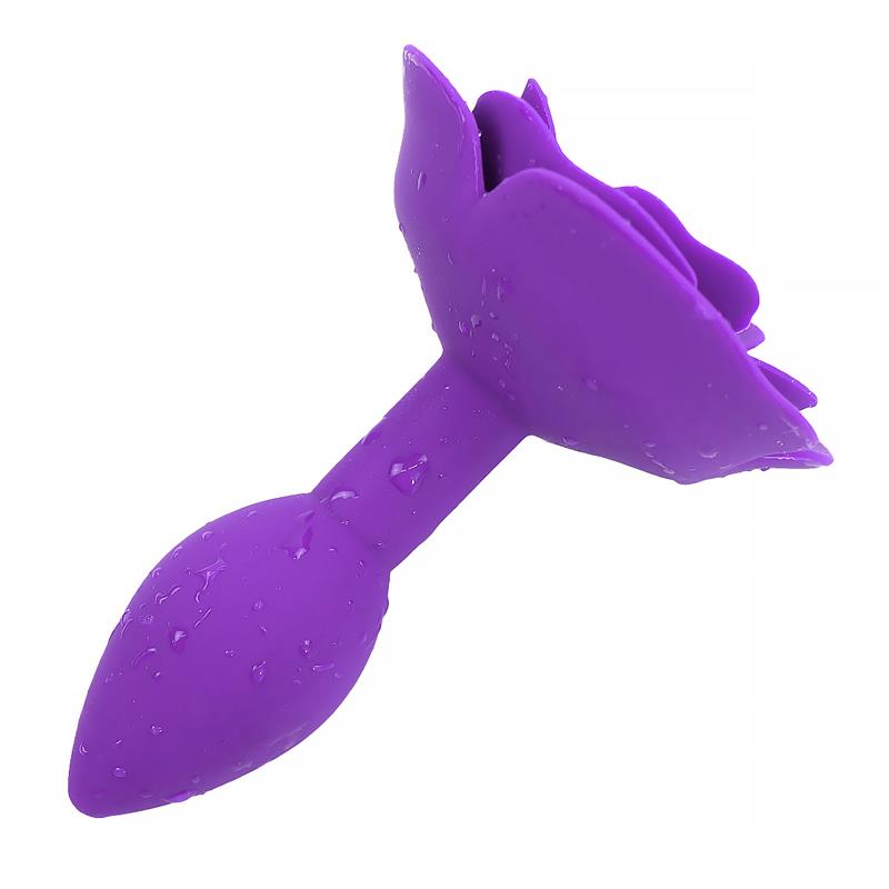 Rose Silicone Butt Plug Purple