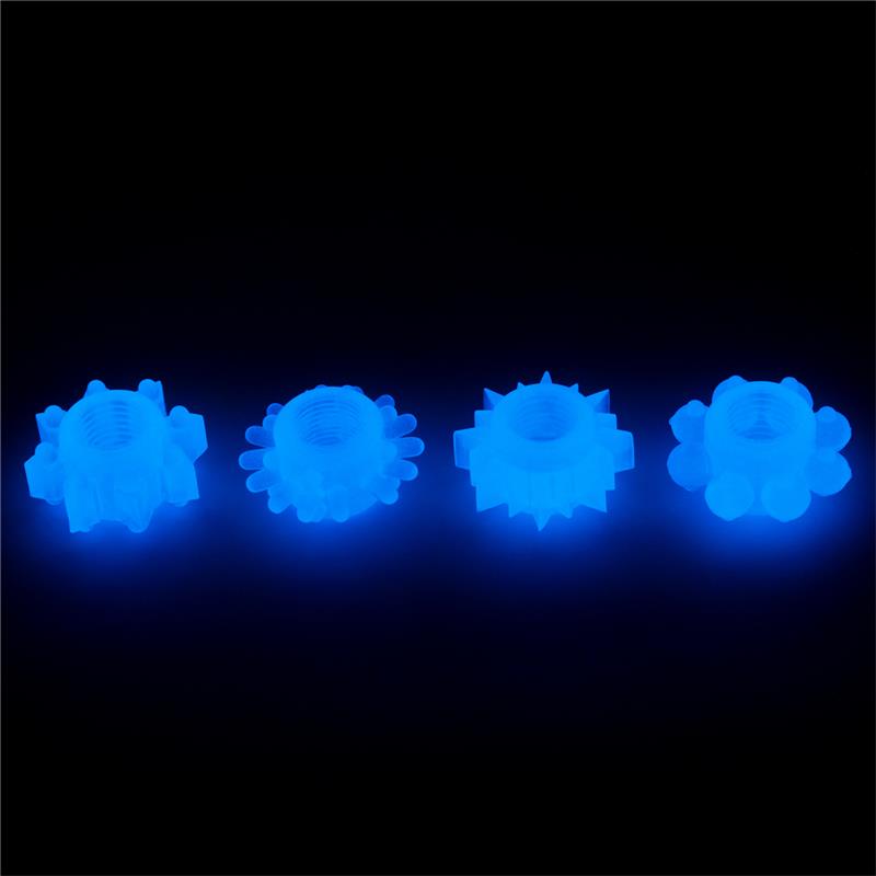 Lumino Play Set 4 Penis Ring Blue Light