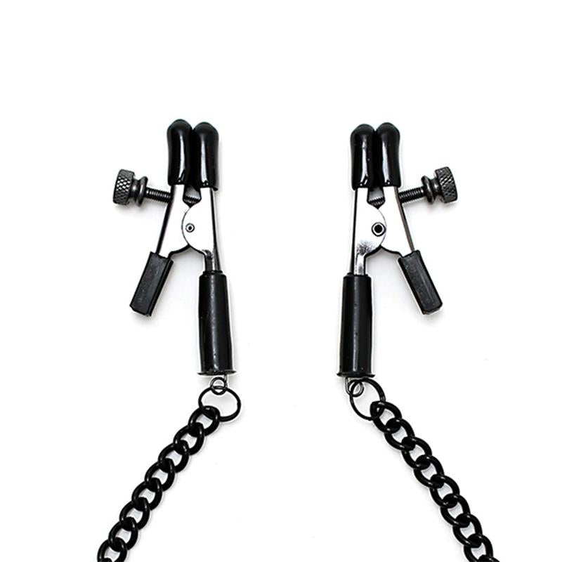 Adjustable nipple clamps with black chain