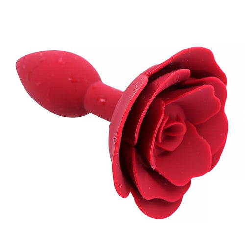 Rose Silicone Butt Plug Red