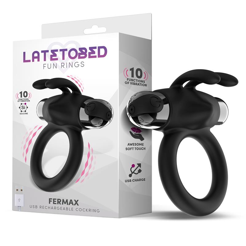 Fermax Vibrating Ring with Rabbit USB Silicone Black