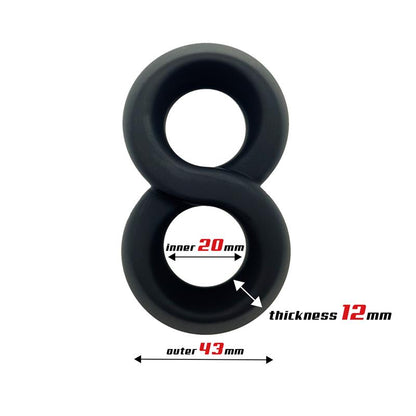 Double Penis Ring 100 Liquid Silicone 2 cm Black