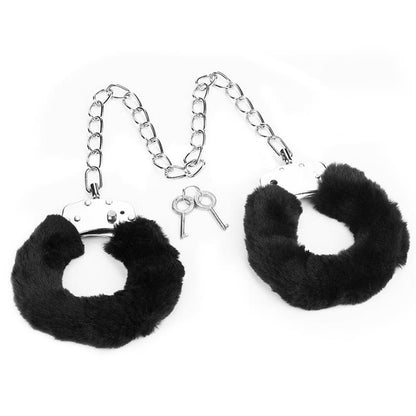 Furry Metal Ankle Cuffs Black