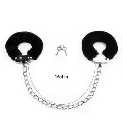 Furry Metal Ankle Cuffs Black