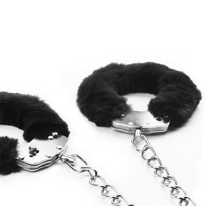 Furry Metal Ankle Cuffs Black