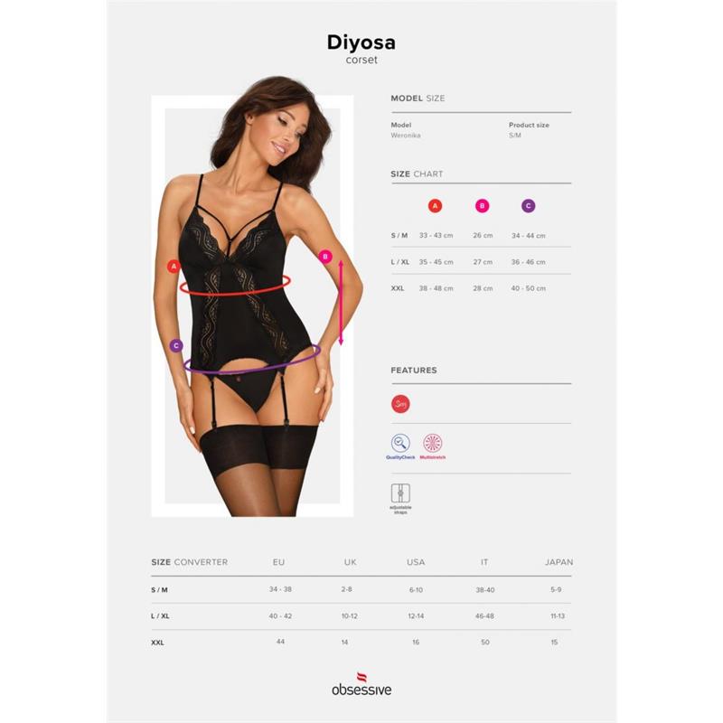 Diyosa Corset and Thong Black