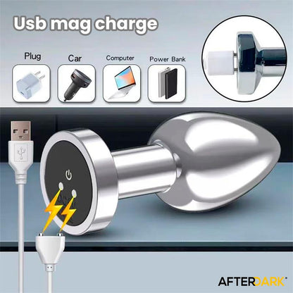 Dimpor Chrome Anal Plug with Vibration and Magnetic USB Size S