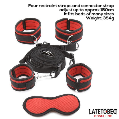 Bed Eestraint Set with Blindfold Adjustable Cuffs