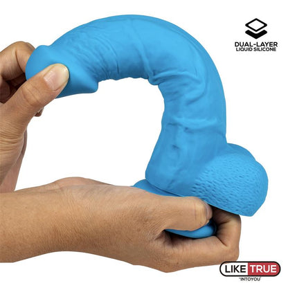 Realistic Dildo Liquid Silicone Dual Layer 8 Blue