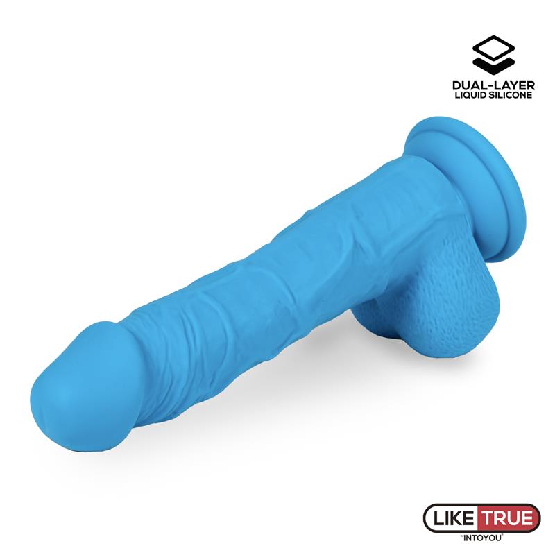 Realistic Dildo Liquid Silicone Dual Layer 8 Blue