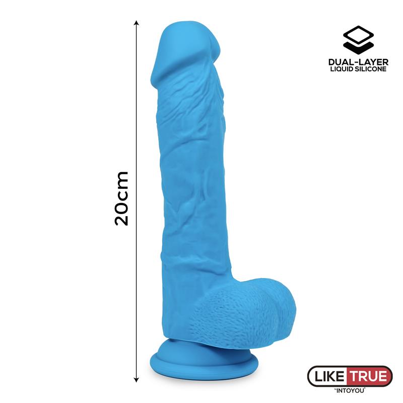 Realistic Dildo Liquid Silicone Dual Layer 8 Blue