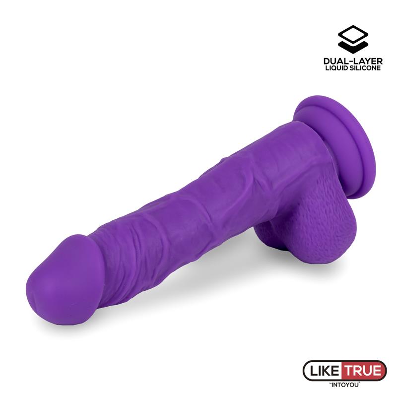 Realistic Dildo Liquid Silicone Dual Layer 8 Purple