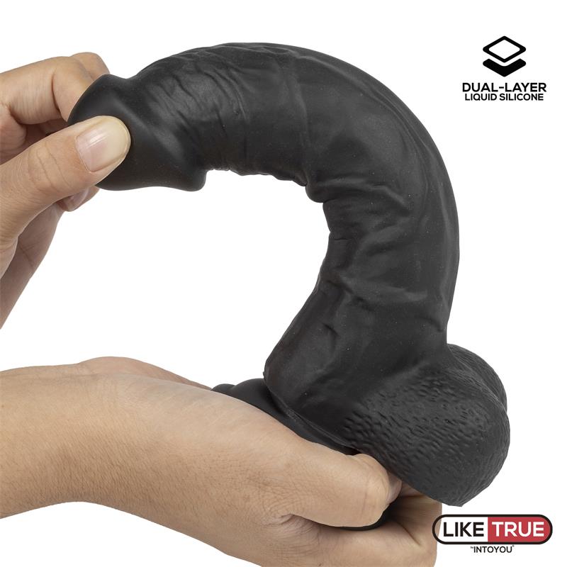 Realistic Dildo Liquid Silicone Dual Layer 8 Black