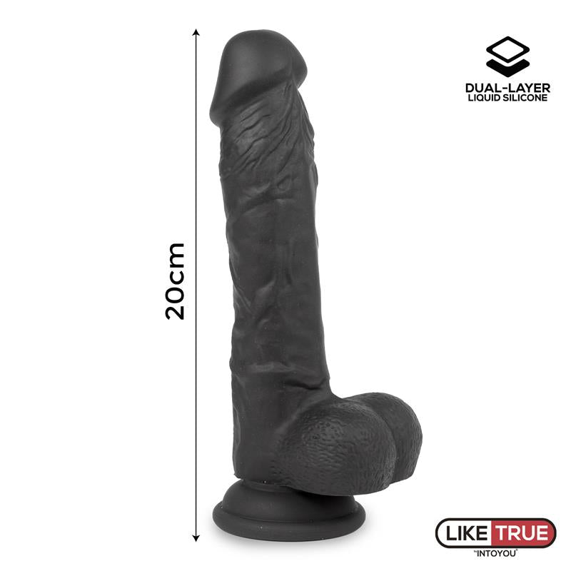 Realistic Dildo Liquid Silicone Dual Layer 8 Black