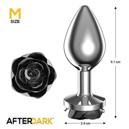 Metal Anal Plug with Black Rose Base Size M