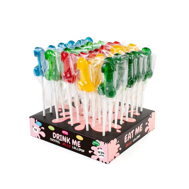 Assorted Display Flavored Penis Shaped Lollipop with Alcohol 40 pcs