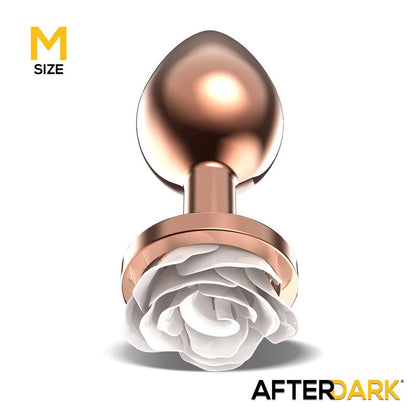 Rosegold Metal Anal Plug with White Rose Base Size M