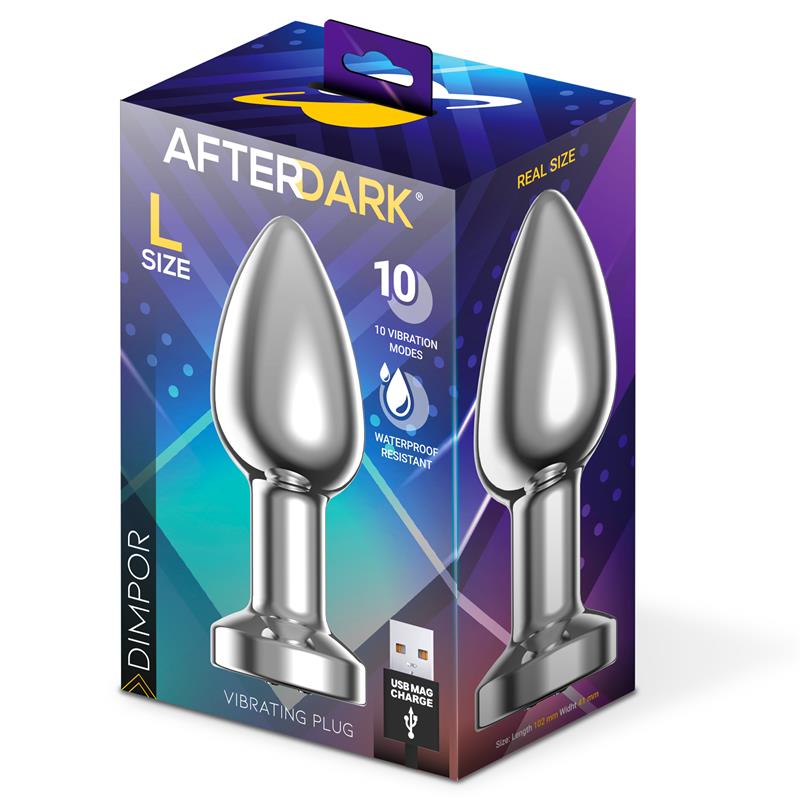 Dimpor Chrome Anal Plug with Vibration and Magnetic USB Size L