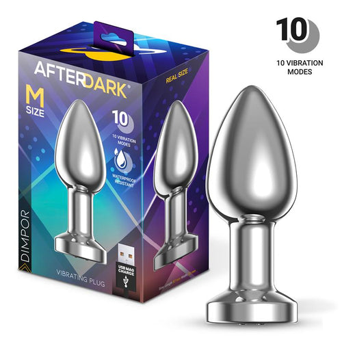 Dimpor Chrome Anal Plug with Vibration and Magnetic USB Size M