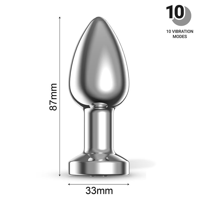 Dimpor Chrome Anal Plug with Vibration and Magnetic USB Size M