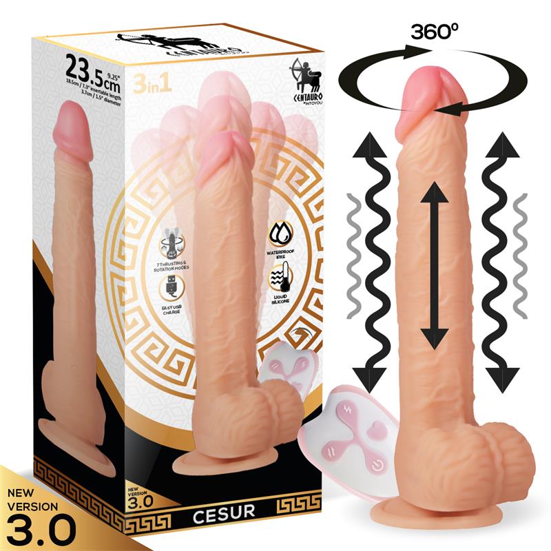 Cesur 30 Realistic Dildo Vibrating Wavy 360¬¨¬®‚Äö√†¬¥ and Up and Down Movement Remote Control USB