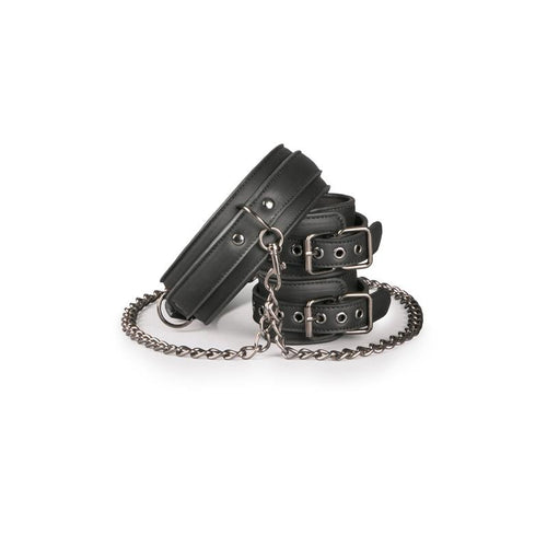 Ligature Set Collar with Handcuffs Black