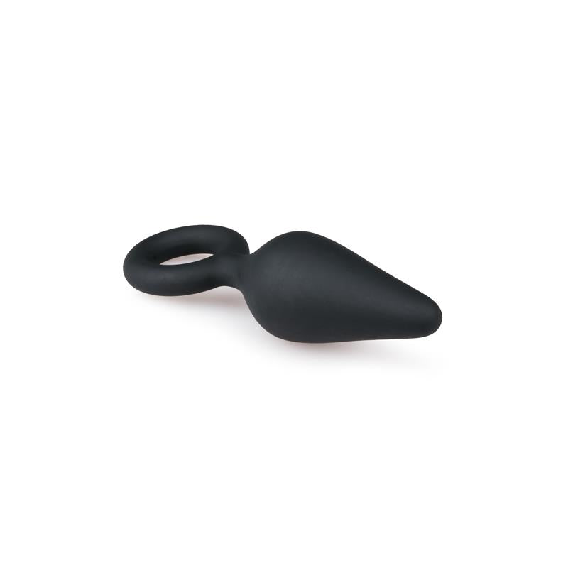 Black Buttplugs With Pull Ring Medium