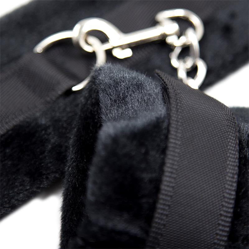 Handcuffs with Velcro with Long Fur Black