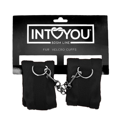 Handcuffs with Velcro with Long Fur Black