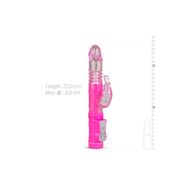 Rabbit Vibrator Thrusting and Rotating Balls Pink