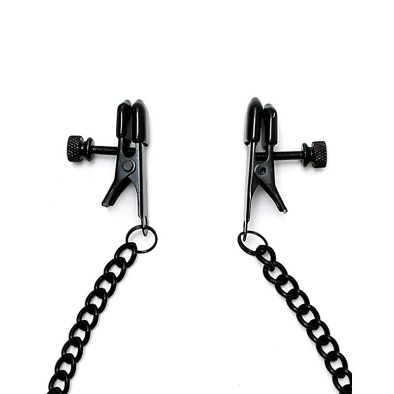 Adjustable nipple clamps with black chain