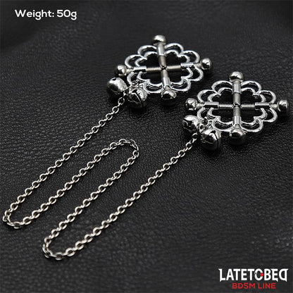 Metal Flower Nipple Clamps with Chain