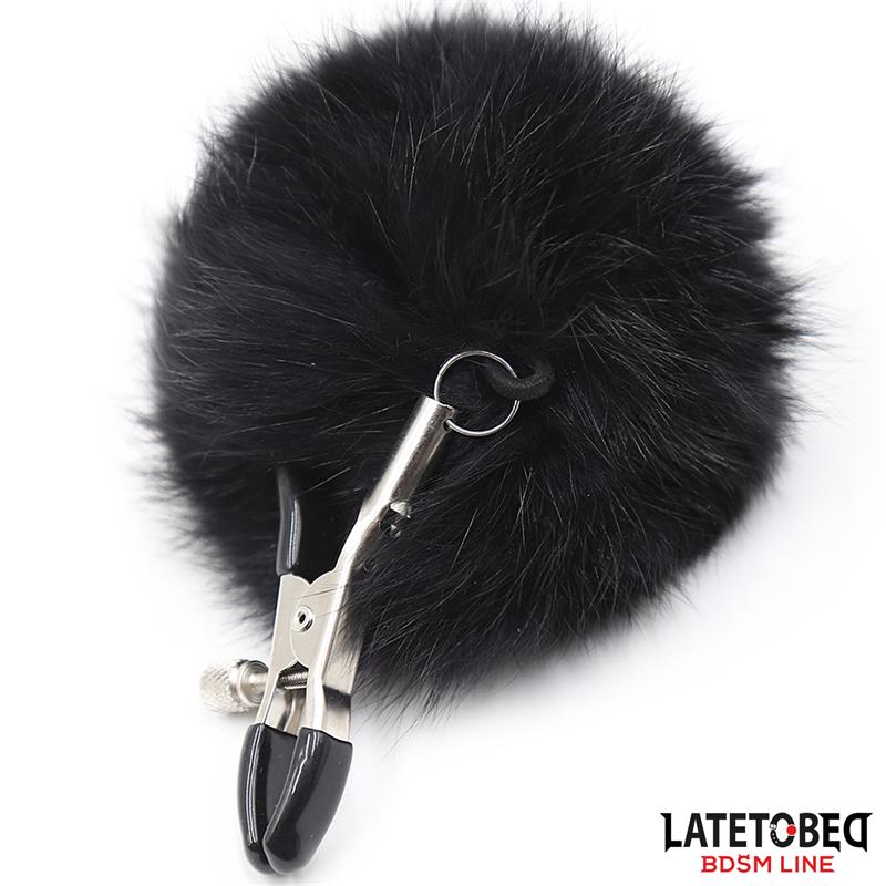 Nipple Clamps with Black Fur