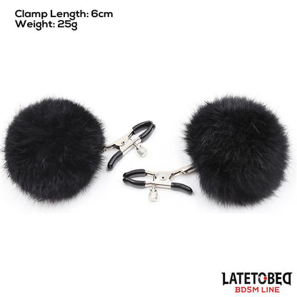 Nipple Clamps with Black Fur