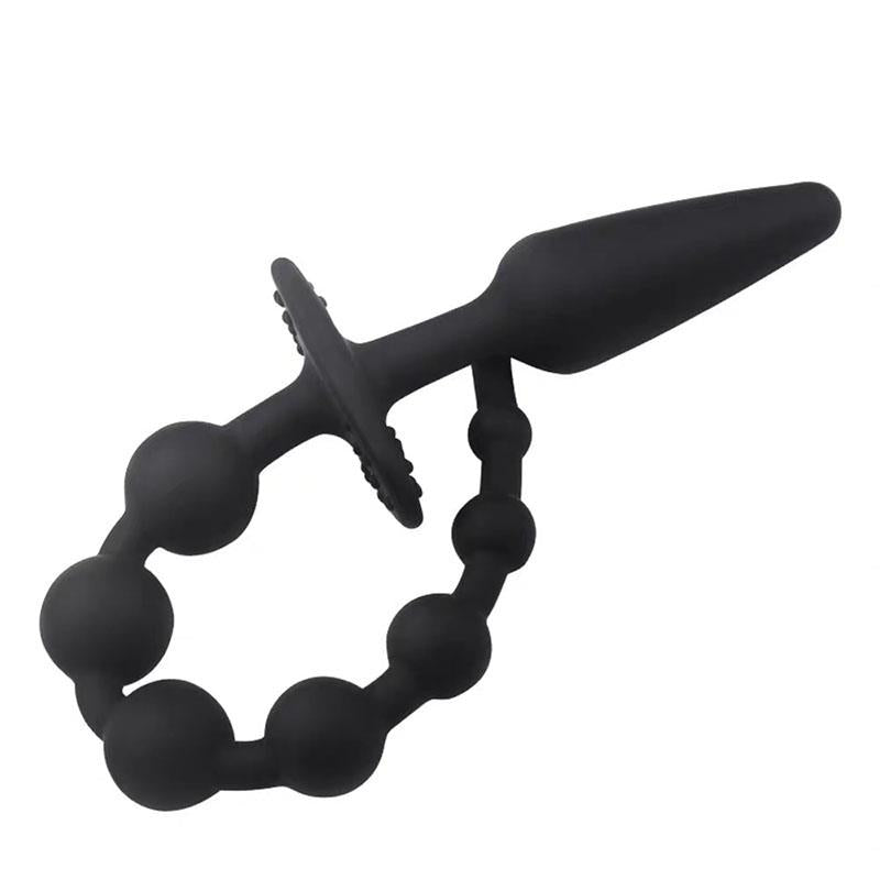 Butt Plug and Anal Chain Silicone Black