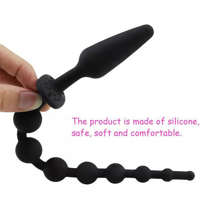 Butt Plug and Anal Chain Silicone Black