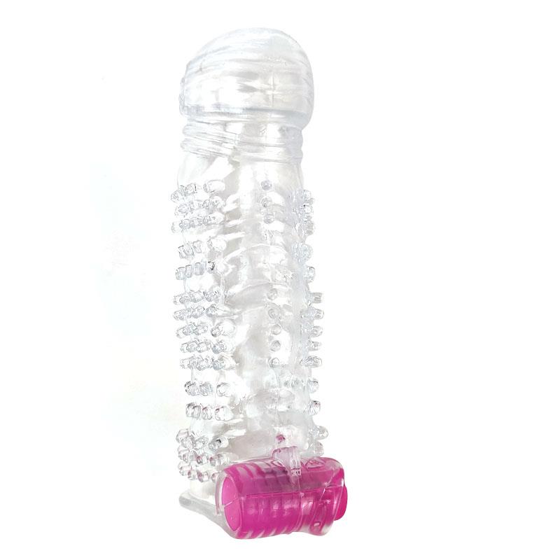 Textured Penis Sleeve with Vibration Clear