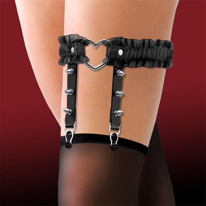 Garter with Heart and Ruffles Vegan Leather One Size