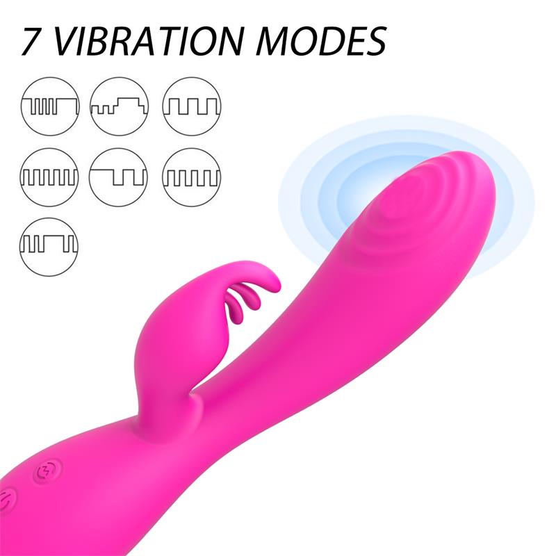 Magic Stick Rabbit Vibe with Pulsation Fuchsia