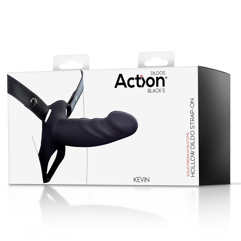 Strap On with Hollow Dildo Premium Silicone Size S Black