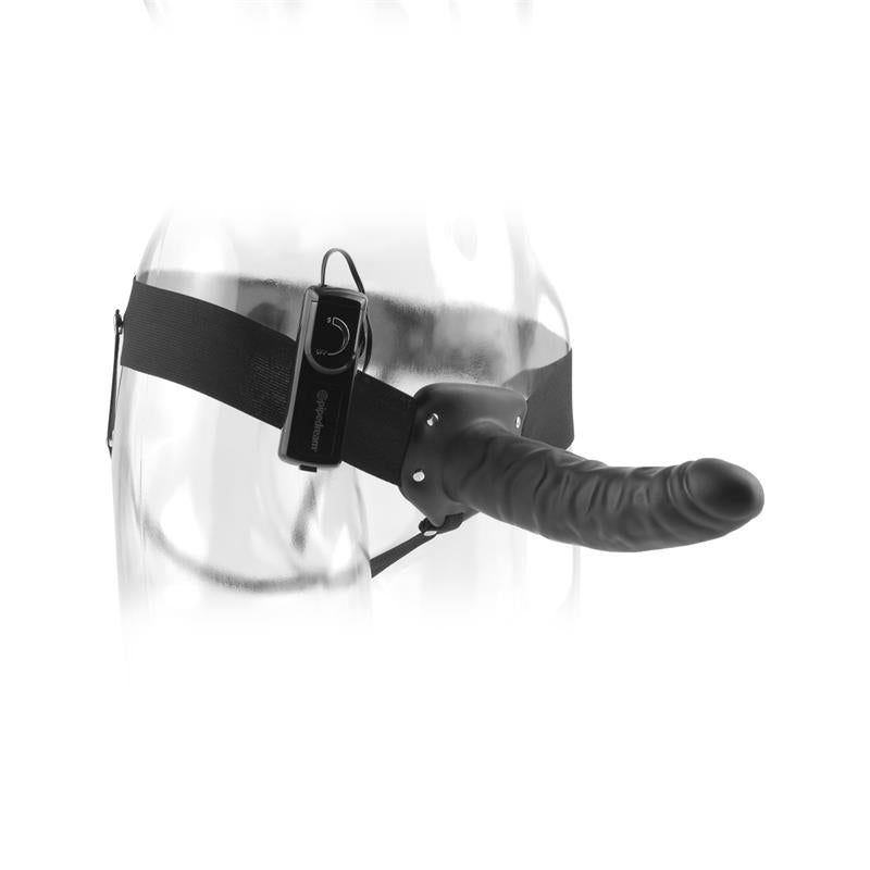 Fetish Fantasy Series 20 cm Vibrating Hollow Strap On Black