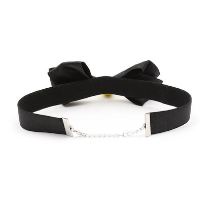 Collar with Bow and Bell 29 cm Size M Black