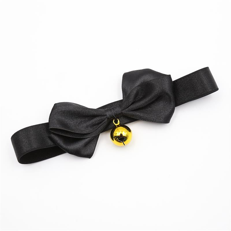 Collar with Bow and Bell 29 cm Size M Black